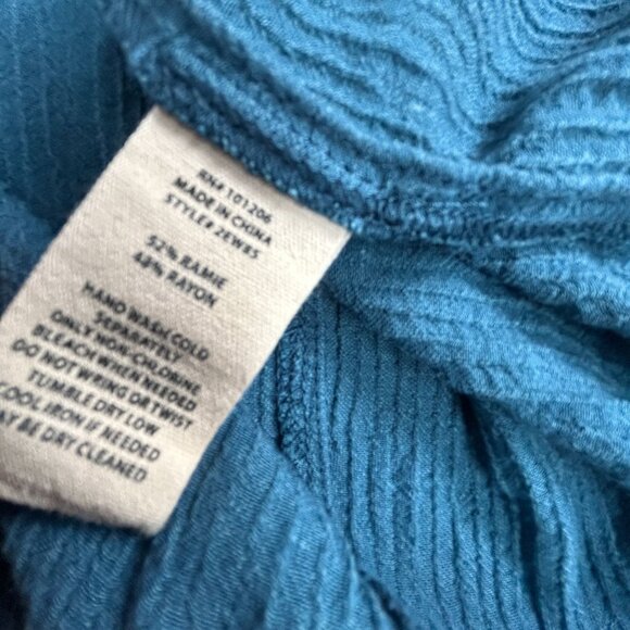 Soft Surroundings Womens Oceo Gauze Textured Blue 3/4 Sleeve Tunic Top XL Casual - Picture 4 of 7